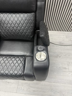 3+2 SEATER SOFA SET IN BLACK TECH LEATHER LED ELECTRIC RECLINER PULL DOWN TABLE