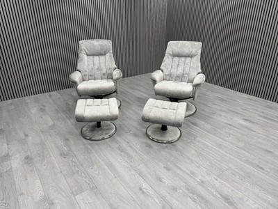 2 x DFS RAVENNA SWIVEL CHAIR N FOOTSTOOL IN GREY