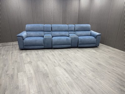 FURNITURE VILLAGE GENIUS CINEMA SOFA ELECTRIC RECLINER HEADREST LUMBAR FABRIC