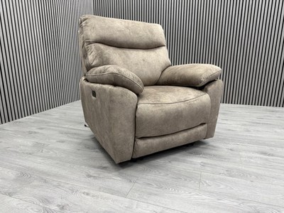DFS ONE SEATER CHAIR ELECTRIC USB +USB-C RECLINER IN TRUFFLE IN FABRIC.
