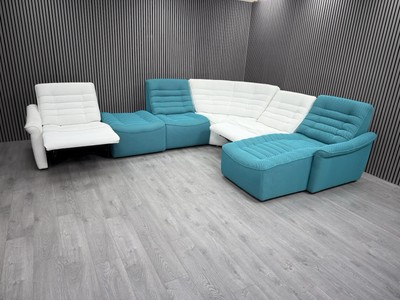 DFS CORNER SOFA ELECTRIC RECLINER USB+C SLEEK SPORTY FABRIC CHAISE RRP £2499.99
