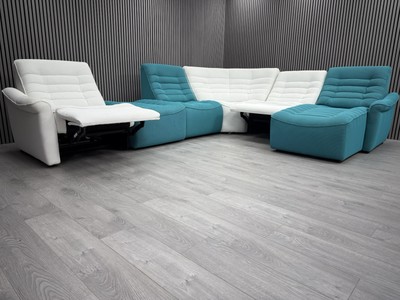DFS CORNER SOFA ELECTRIC RECLINER USB+C SLEEK SPORTY FABRIC CHAISE RRP £2499.99