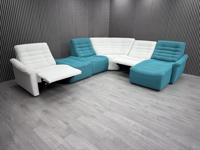 DFS CORNER SOFA ELECTRIC RECLINER USB+C SLEEK SPORTY FABRIC CHAISE RRP £2499.99