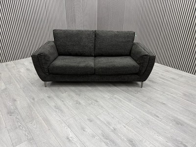 DFS OLSEN 3 SEATER SOFA IN BLACK FABRIC COMES WITH METAL LEGS