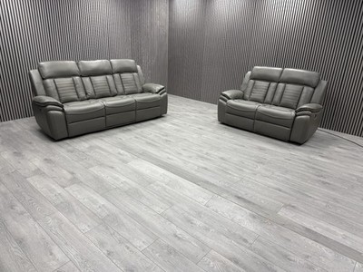 3+2 SEATER SOFA SET TECH LEATHER ELECTRIC RECLINER LED PULL DOWN TABLE CUP HOLDE