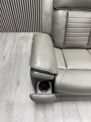 3+2 SEATER SOFA SET TECH LEATHER ELECTRIC RECLINER LED PULL DOWN TABLE CUP HOLDE