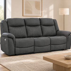 Leon Electric Recliner Sofa Black 3 Seater