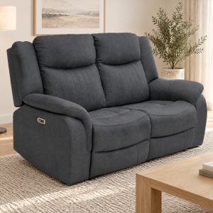 Leon Electric Recliner Sofa Black 2 Seater